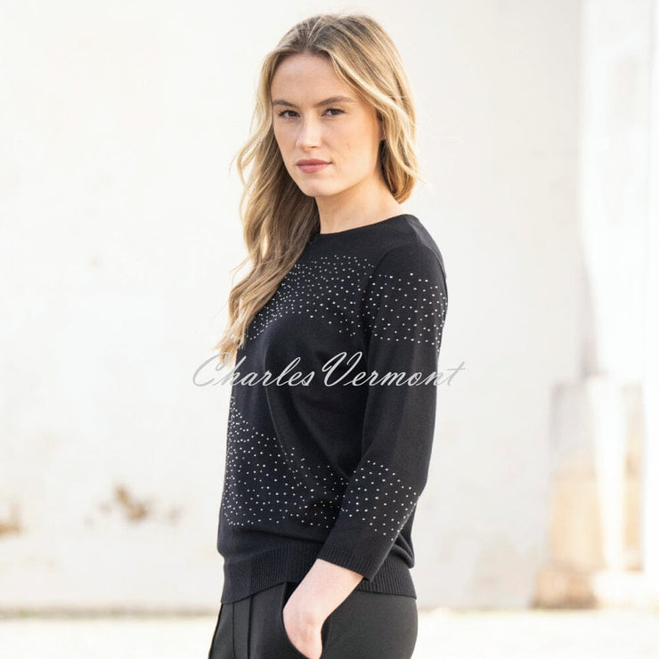 Marble Rhinestone Sweater - Style 8052-101 (Black)