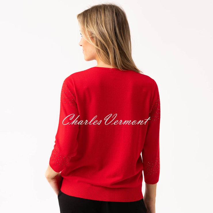 Marble Rhinestone Sweater - Style 8052-109 (Red)