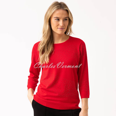 Marble Rhinestone Sweater - Style 8052-109 (Red)