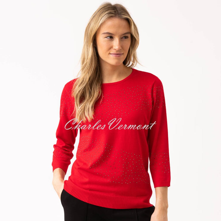 Marble Rhinestone Sweater - Style 8052-109 (Red)