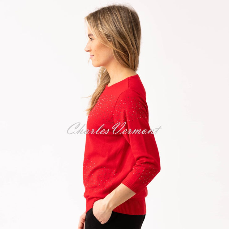 Marble Rhinestone Sweater - Style 8052-109 (Red)
