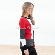 Marble Colour Block Sweater - Style 8055-109 (Red / Multi)