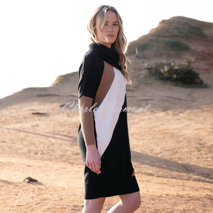 Marble Cowl Neck Dress - Style 8056-208 (Tobacco / Multi)