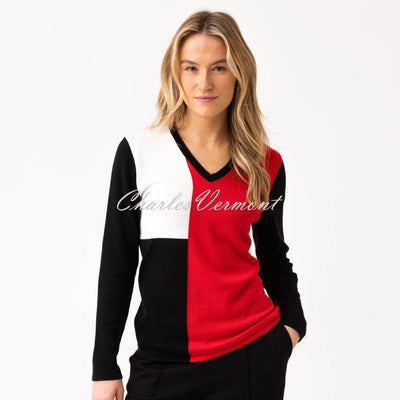 Marble V-Neck Sweater - Style 8060-109 (Red /Multi)