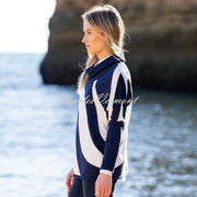 Marble Contrast Wave Pattern Sweater - Style 8068-103 (Navy / White)
