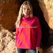 Marble Contrasting Wave Pattern Sweater - Style 8068-126 (Fuchsia / Red)