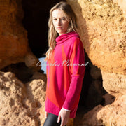 Marble Contrasting Wave Pattern Sweater - Style 8068-126 (Fuchsia / Red)