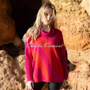 Marble Contrasting Wave Pattern Sweater - Style 8068-126 (Fuchsia / Red)
