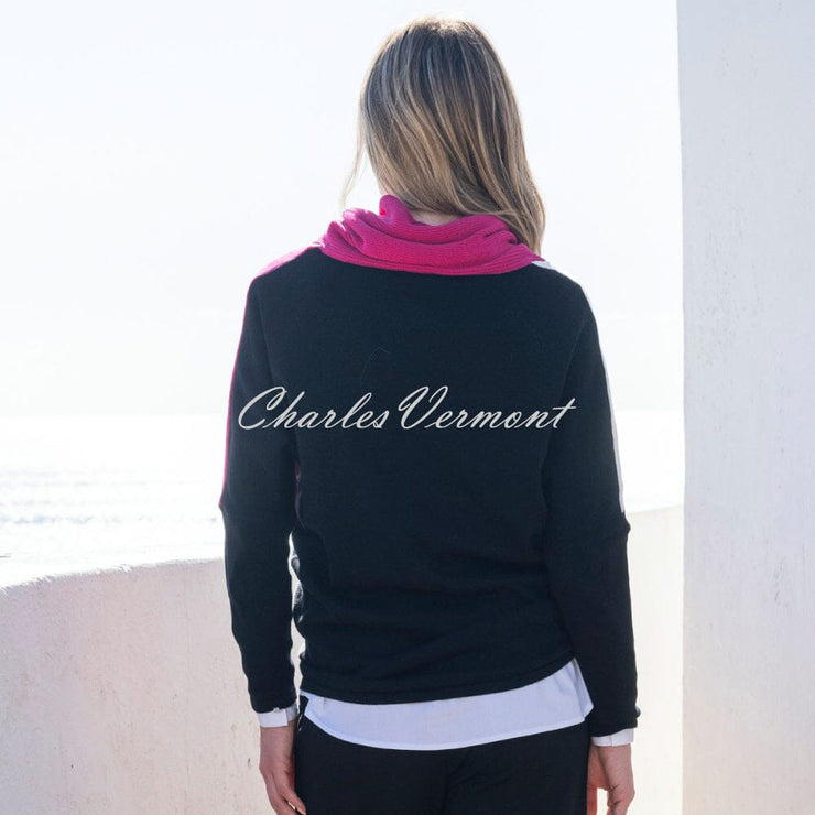Marble Cowl Neck Sweater - Style 8071-126 (Fuchsia / Multi)