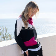Marble Cowl Neck Sweater - Style 8071-126 (Fuchsia / Multi)