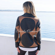 Marble Contrast Circle Knit Sweater - Style 8076-105 (Charcoal / Tobacco)