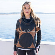 Marble Contrast Circle Knit Sweater - Style 8076-105 (Charcoal / Tobacco)