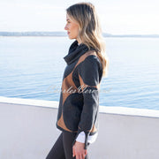Marble Contrast Circle Knit Sweater - Style 8076-105 (Charcoal / Tobacco)