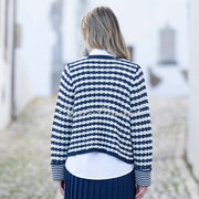 Marble Striped Knit Cardigan - Style 8078-103 (Navy / White)