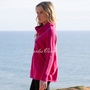 Marble Sweater With Buckle Detail - Style 8093-126 (Fuchsia)