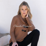 Marble Sweater With Buckle Detail - Style 8093-208 (Tobacco)