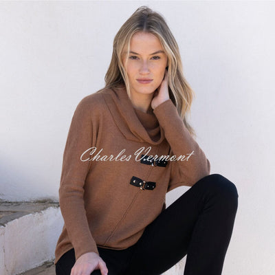 Marble Sweater With Buckle Detail - Style 8093-208 (Tobacco)