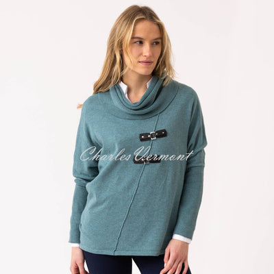 Marble Sweater With Buckle Detail - Style 8093-223 (Seafoam)