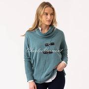 Marble Sweater With Buckle Detail - Style 8093-223 (Seafoam)