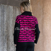 Marble Geometric Print Sweater - Style 8106-126 (Fuchsia / Black)