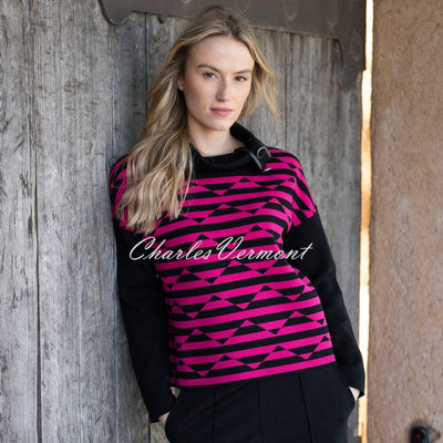 Marble Geometric Print Sweater - Style 8106-126 (Fuchsia / Black)