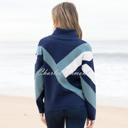Marble Sweater - Style 8109-223 (Seafoam / Navy / White)