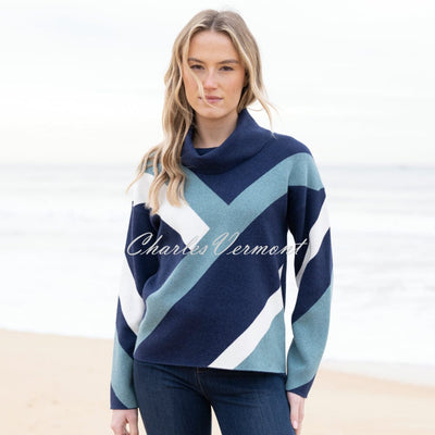 Marble Sweater - Style 8109-223 (Seafoam / Navy / White)