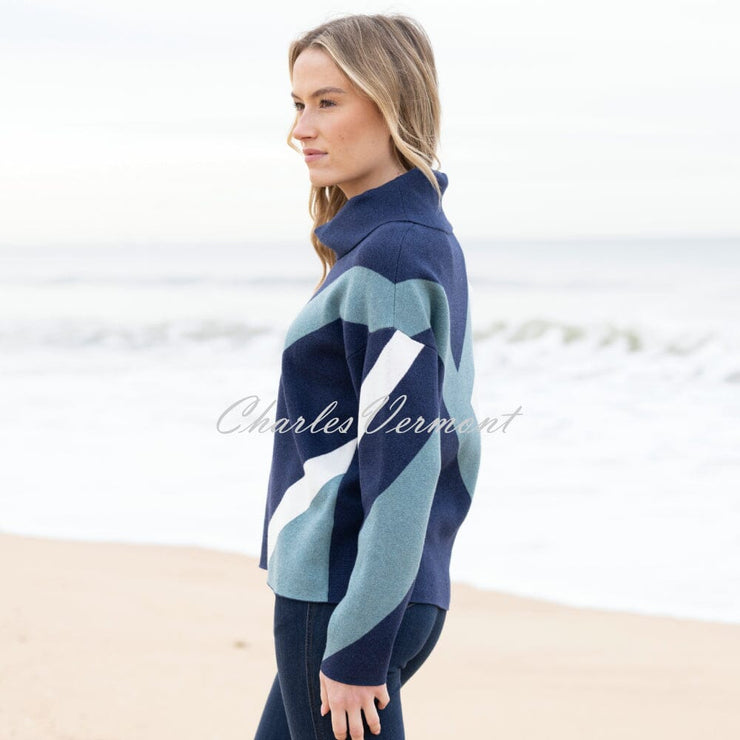 Marble Sweater - Style 8109-223 (Seafoam / Navy / White)