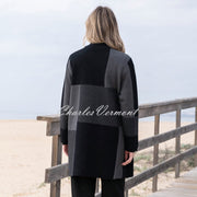 Marble Patterned Knit Cardigan Jacket - Style 8110-105 (Charcoal / Black)