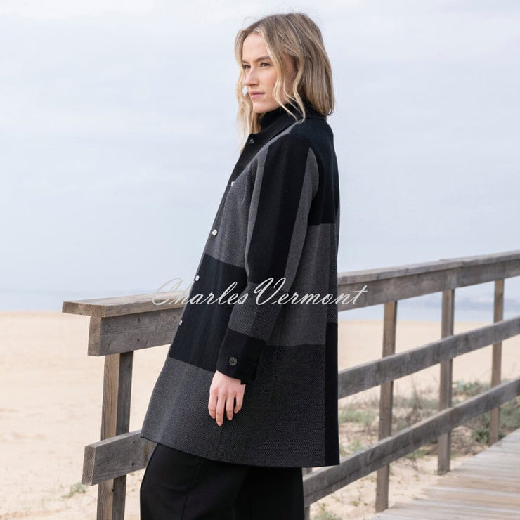 Marble Patterned Knit Cardigan Jacket - Style 8110-105 (Charcoal / Black)