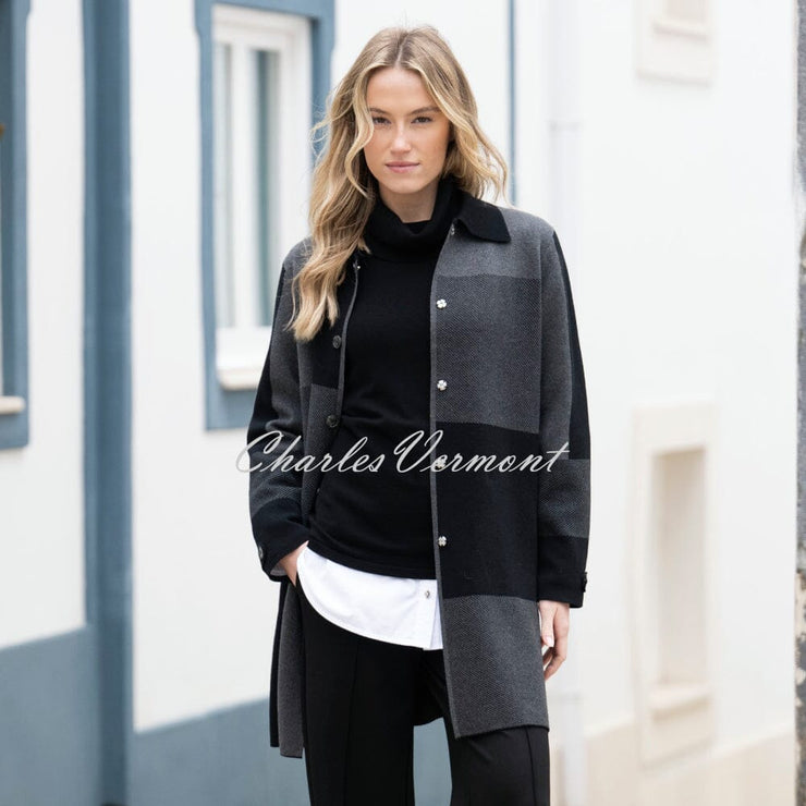 Marble Patterned Knit Cardigan Jacket - Style 8110-105 (Charcoal / Black)