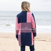 Marble Patterned Knit Cardigan Jacket - Style 8110-230 (Rose / Navy)