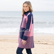 Marble Patterned Knit Cardigan Jacket - Style 8110-230 (Rose / Navy)