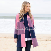 Marble Patterned Knit Cardigan Jacket - Style 8110-230 (Rose / Navy)
