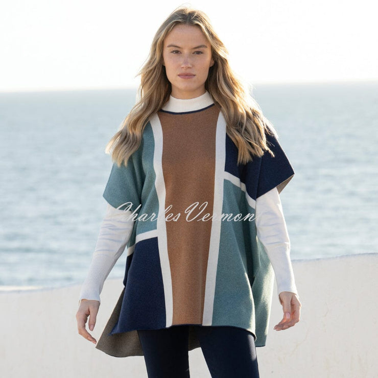 Marble Cape With Detachable Snood - Style 8112-223 (Seafoam / Multi)