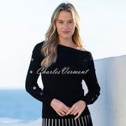Marble Off-The-Shoulder Button Detail Sweater - Style 8121-101 (Black)