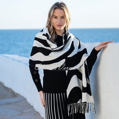 Marble Abstract Monochrome Print Scarf - Style 8138-104 (Ivory / Black)