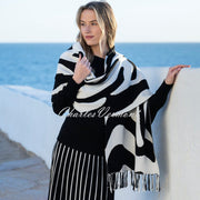 Marble Abstract Monochrome Print Scarf - Style 8138-104 (Ivory / Black)