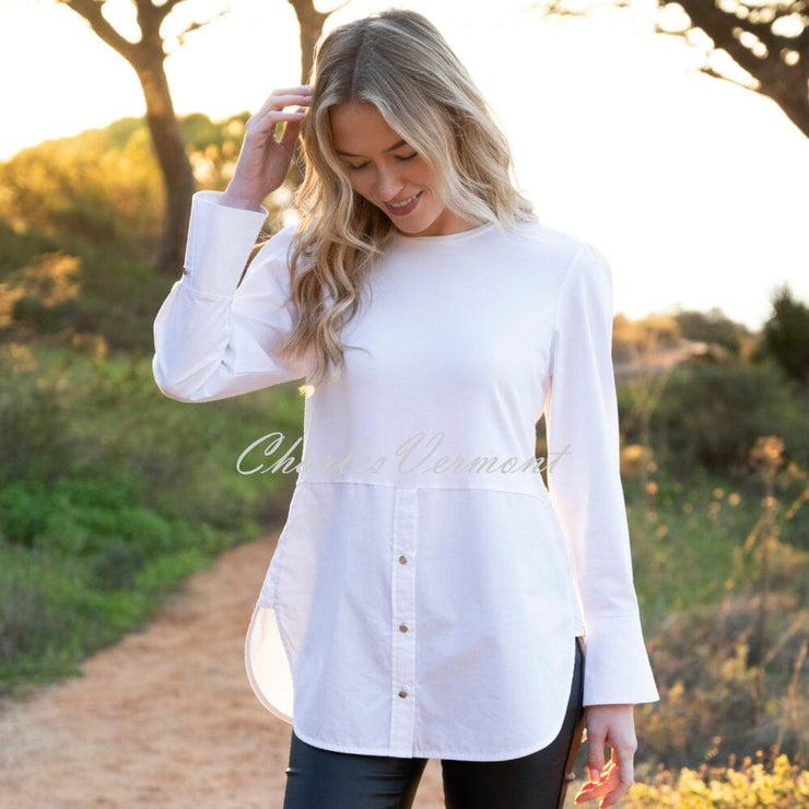 Marble Mock Blouse Top - Style 8147-102 (White)