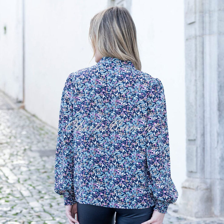 Marble Abstract Print Blouse - Style 8155-223 (Seafoam / Multi)