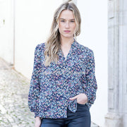 Marble Abstract Print Blouse - Style 8155-223 (Seafoam / Multi)