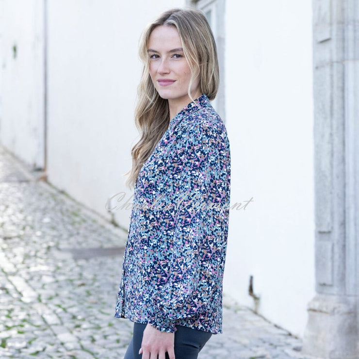 Marble Abstract Print Blouse - Style 8155-223 (Seafoam / Multi)