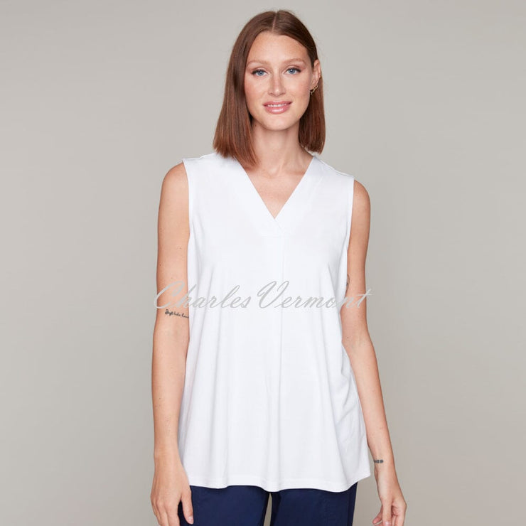 Claire Desjardins V-Neck Sleeveless Top - Style 92037 (White)