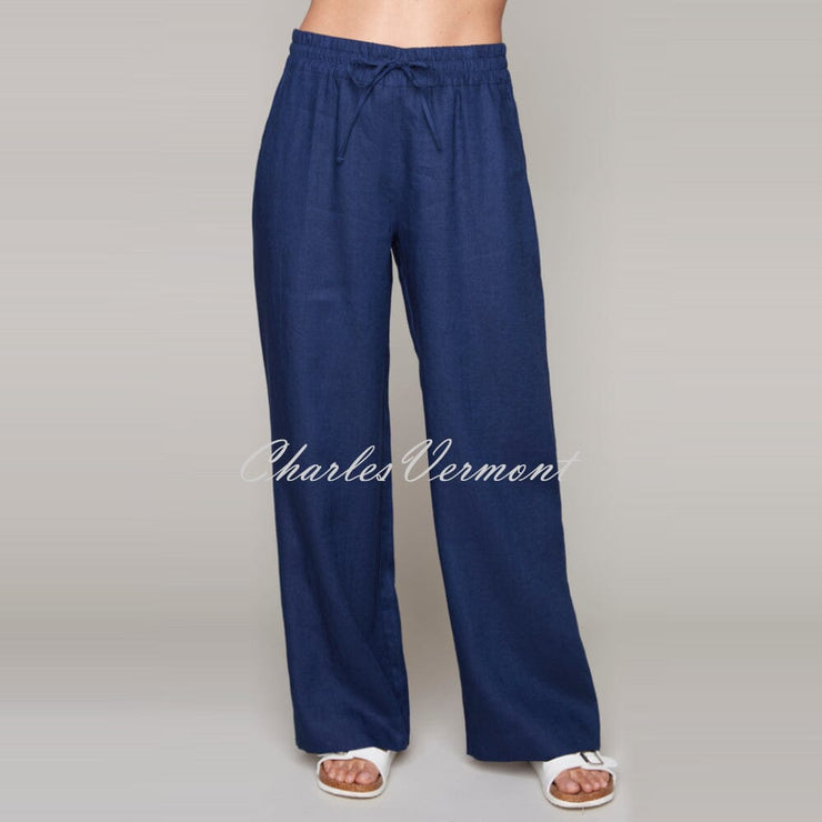 Claire Desjardins Linen Mix Wide Leg Trouser - Style 92052 (Navy)