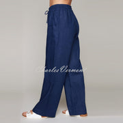 Claire Desjardins Linen Mix Wide Leg Trouser - Style 92052 (Navy)