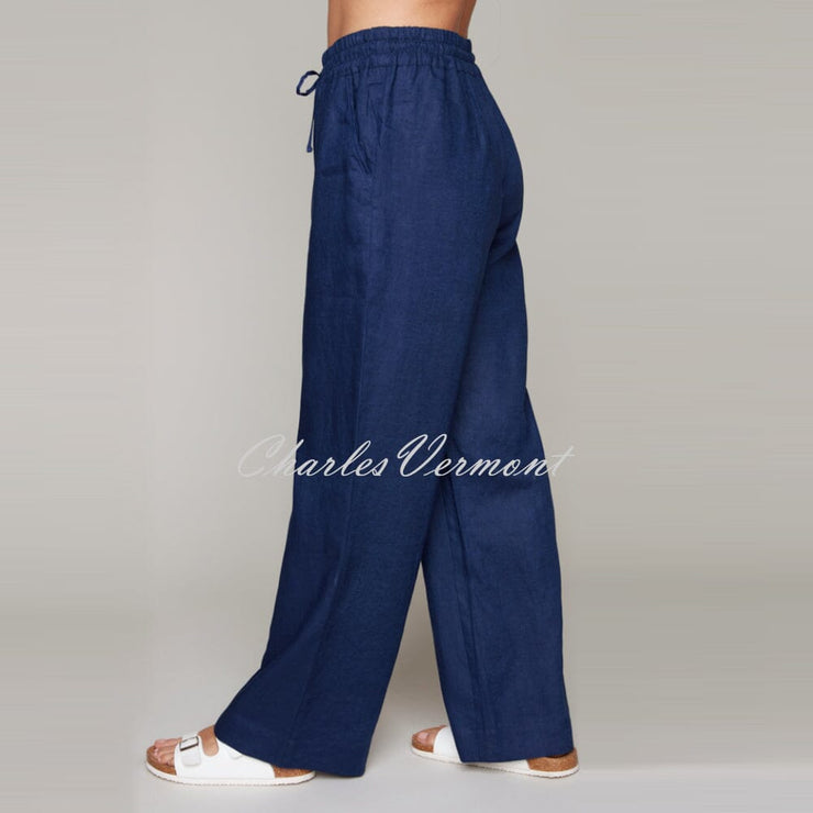 Claire Desjardins Linen Mix Wide Leg Trouser - Style 92052 (Navy)