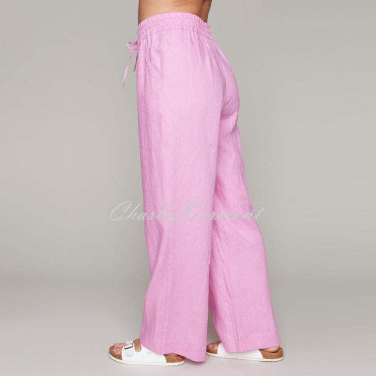 Claire Desjardins Linen Mix Wide Leg Trouser - Style 92052 (Light Pink)