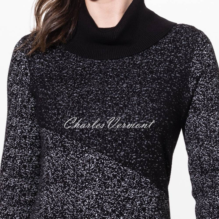 Alison Sheri Roll Neck Knit Dress - Style A42055 (Black / White)