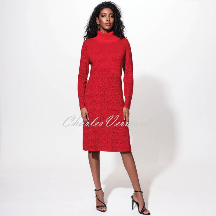 Alison Sheri Roll Neck Knit Dress - Style A42055 (Red / Black)