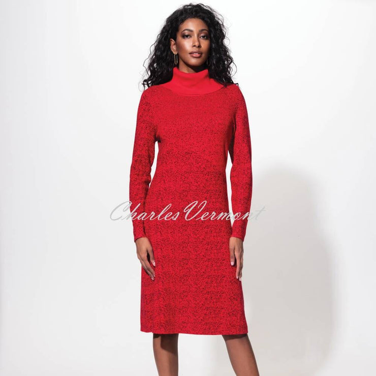 Alison Sheri Roll Neck Knit Dress - Style A42055 (Red / Black)